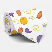 Wortelpatroon aubergines en citroenen stropdas (Opgerold)