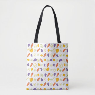 Wortelpatroon aubergines en citroenen tote bag