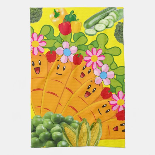 wortelperen Floral Kitchen Hand Towel Theedoek (Verticaal)