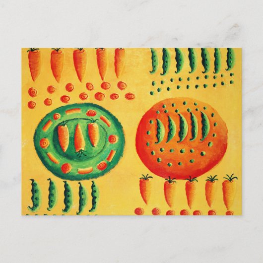 Wortels en erwten schilderij briefkaart (Voorkant)
