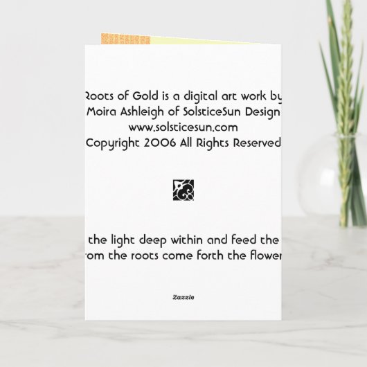 Wortels van goud kaart (Achterkant)