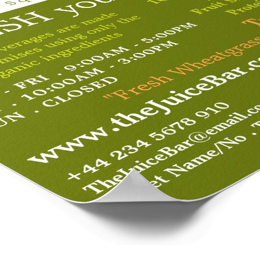Wortelsap, Juice Bar Adverteren Poster (Hoek)