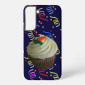 Worteltaart Cupcake & Confetti Blauw Samsung Galaxy Hoesje (Achterkant)