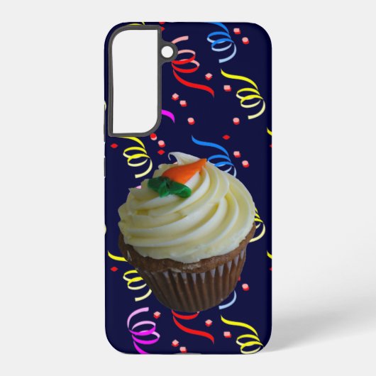 Worteltaart Cupcake & Confetti Blauw Samsung Galaxy Hoesje (Achterkant)