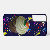 Worteltaart Cupcake & Confetti Blauw Samsung Galaxy Hoesje (Achterkant horizontaal)