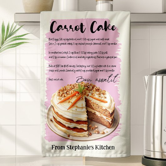 Worteltaart recept gepersonaliseerd theedoek