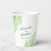 Wortende groene bladeren aangepaste naam papieren bekers (Achterkant)