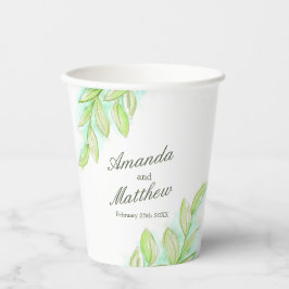 Wortende groene bladeren aangepaste naam papieren bekers