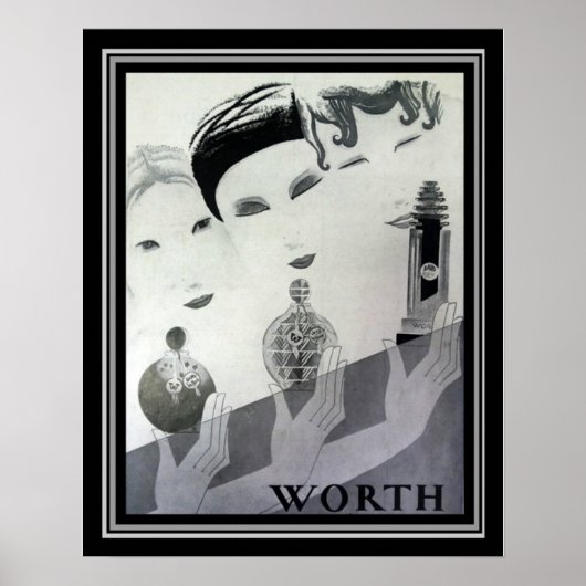 Worth 1930 French Deco parfum ad 16 x 20 Poster (Voorkant)