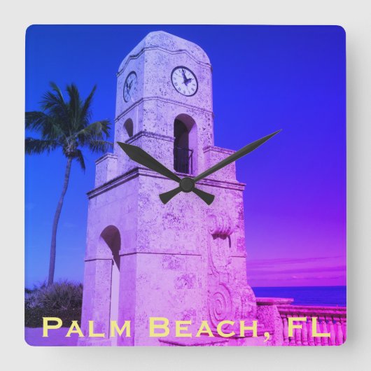 Worth Avenue Clock Tower - Palm Beach, Florida Vierkante Klok (Voorkant)