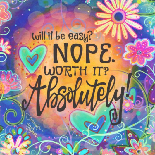 Worth It Quote Harten en Bloemen  Bloemen Sticker (Voorkant)