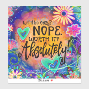 Worth It Quote Harten en Bloemen  Bloemen Sticker