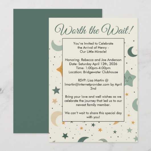 Worth The Wait Adoption Baby Shower Invitation Kaart (Voorkant / Achterkant)