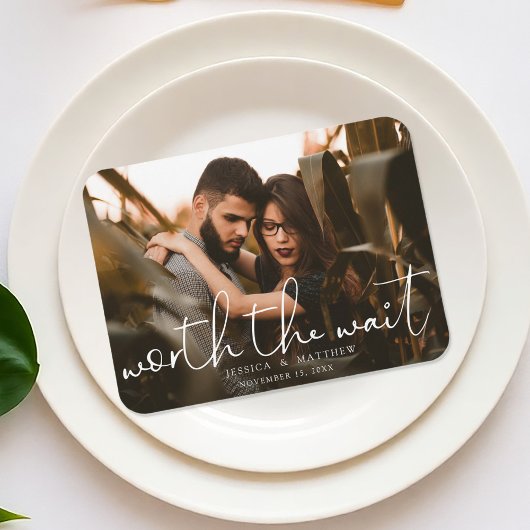 Worth the Wait Wedding Photo Script Modern Magneet