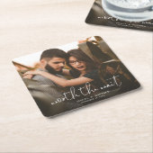 Worth the Wait Wedding Photo Script Modern Overlay Kartonnen Onderzetters (Schuin)