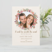 Worth Wait Laten we dit opnieuw proberen roze Flow Save The Date (Staand voorkant)