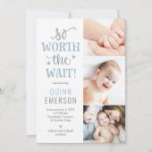 Worth Waiting Baby Foto geboorteaankondiging Feestdagenkaart (Voorkant)