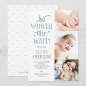 Worth Waiting Baby Foto geboorteaankondiging Feestdagenkaart (Voorkant / Achterkant)