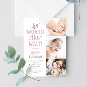 Worth Waiting Baby Foto geboorteaankondiging Feestdagenkaart