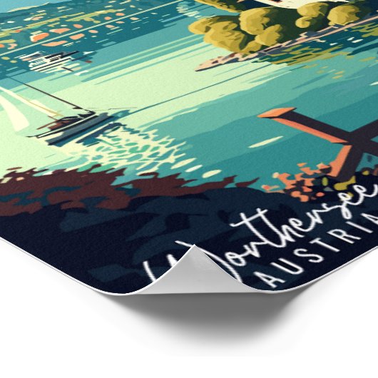 Worthersee Oostenrijk vintage reisillustratie Poster (Hoek)