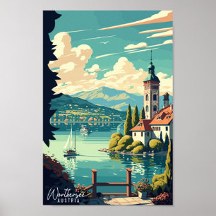 Worthersee Oostenrijk vintage reisillustratie Poster