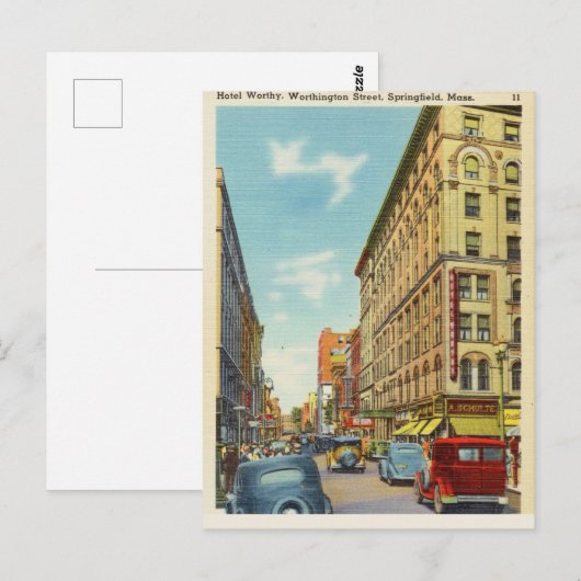 Worthington Street, Springfield, Massachusetts Briefkaart (Voorkant / Achterkant)