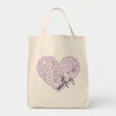 Worthy Heart Canvas tas (paars) (Voorkant)