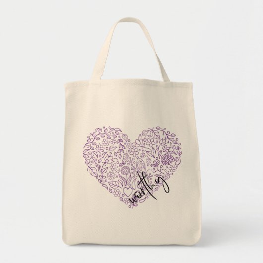 Worthy Heart Canvas tas (paars) (Voorkant)