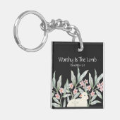 Worthy Is The Lamb Double-Sided Square Keychain (Voorkant Links)