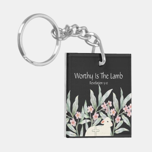 Worthy Is The Lamb Double-Sided Square Keychain (Voorkant Links)