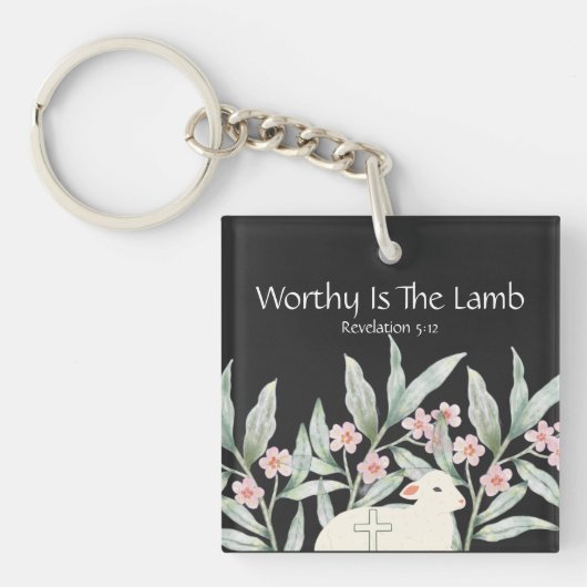 Worthy Is The Lamb Double-Sided Square Keychain (Voorkant)