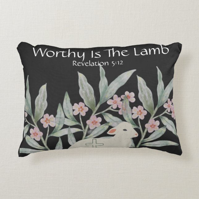 Worthy Is The Lamb Round Accent Pillow Accent Kussen (Voorkant)