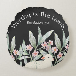 Worthy Is The Lamb Round Throw Pillow Rond Kussen