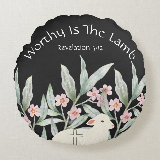 Worthy Is The Lamb Round Throw Pillow Rond Kussen (Voorkant)