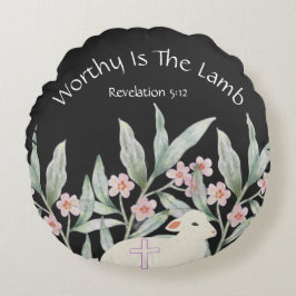 Worthy Is The Lamb Round Throw Pillow Rond Kussen