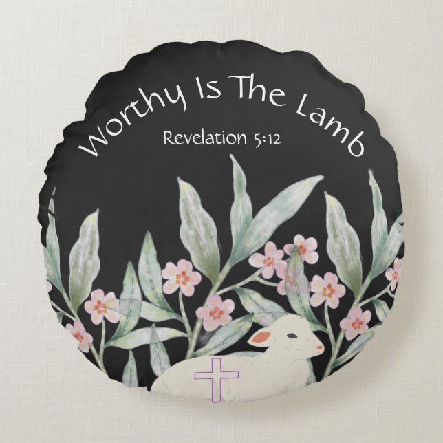 Worthy Is The Lamb Round Throw Pillow Rond Kussen (Voorkant)