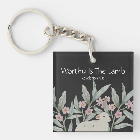 Worthy Is The Lamb Square Keychain (Voorkant)