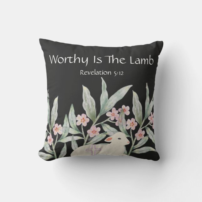 Worthy Is The Lamb Square Throw Pillow Kussen (Voorkant)