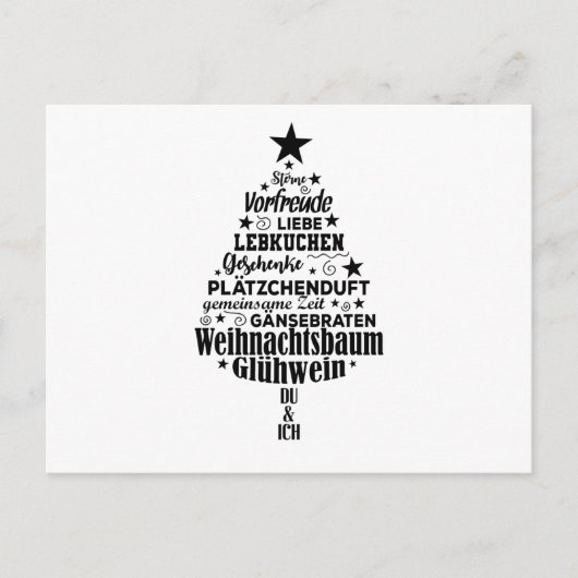 Wortwolke Weihnachtsbegri ffe Tannenbaum Form Briefkaart (Voorkant)