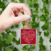 Wortwolken Hart - Wit op Donkerrood Sleutelhanger (Hand)