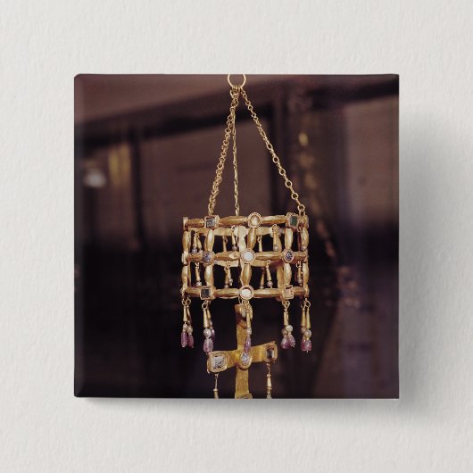 Wotische kroon van een Visigoth koning Vierkante Button 5,1 Cm (Voorkant)