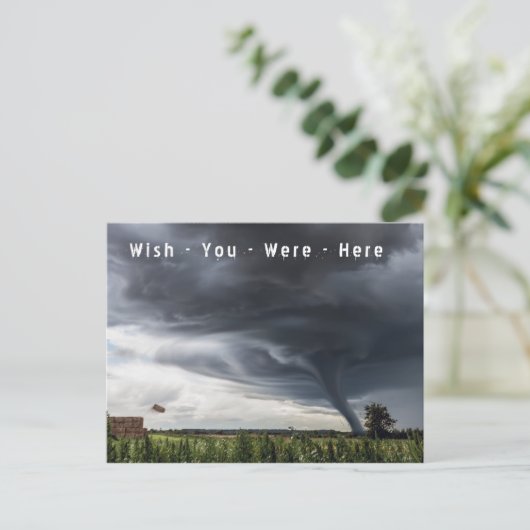 Wou dat je hier was tornado vakantie briefkaart (Staand voorkant)