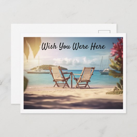 Wou dat je hier was vakantie Briefkaart Sjabloon (Voorkant / Achterkant)