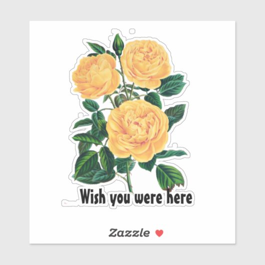 Wou dat je hier was, Yellow Roses design Sticker (Vel)