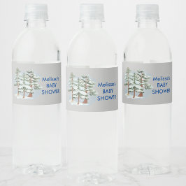 Woud in de winter, baby, het is koud buiten, sneeu waterfles etiket