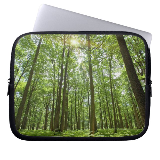 Woud met Sun Behind Laptop Sleeve (Voorkant)