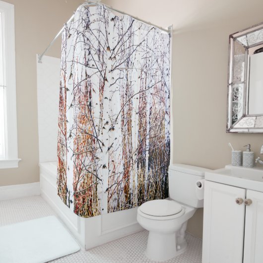 Woud van Bomen met witboek Douchegordijn (In situ)