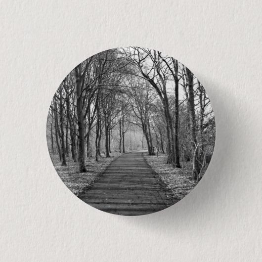 Woud, zwart en wit ronde button 3,2 cm (Voorkant)