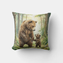 Woudbeer mama en baby kinderdekpillow
