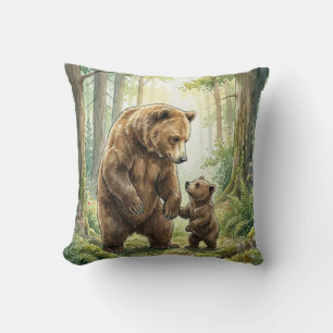Woudbeer mama en baby kinderdekpillow kussen